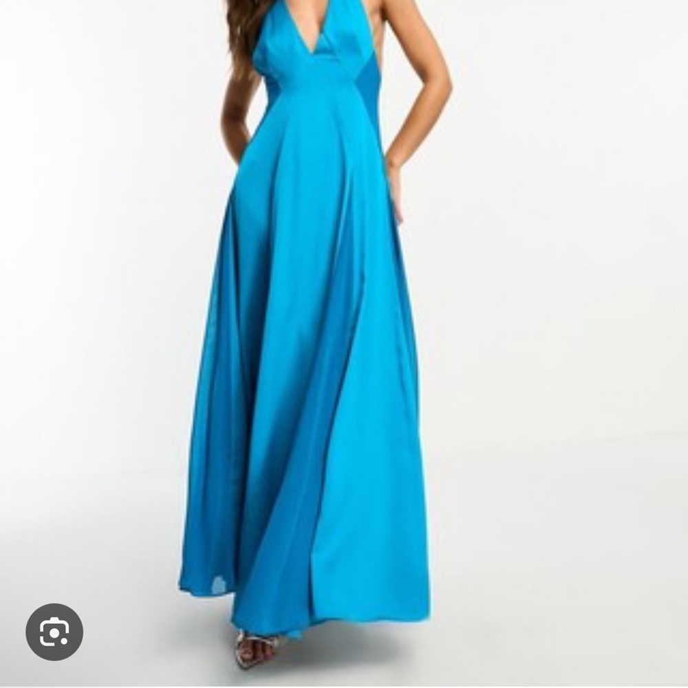 Elegant ASOS Blue Halter Maxi Dress